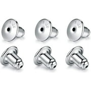LEVAMDAR 3 PairsSterling Silver Locking Earring Backs Hypoallergenic Replacement