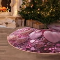 thumbnail image 4 of Salouo Pink Glitter Heart Candy Christmas Tree Skirt 30" Farmhouse Christmas Decorations Snowman Xmas Tree Skirt Tree Mat for Holiday Party Decor, 4 of 8
