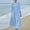 Blue, variant on Womens Casual Sundress Long Sleeve Vacation Maxi Linen Dress Summer Round Neck Solid Color Swing Boho Dresses Pink M