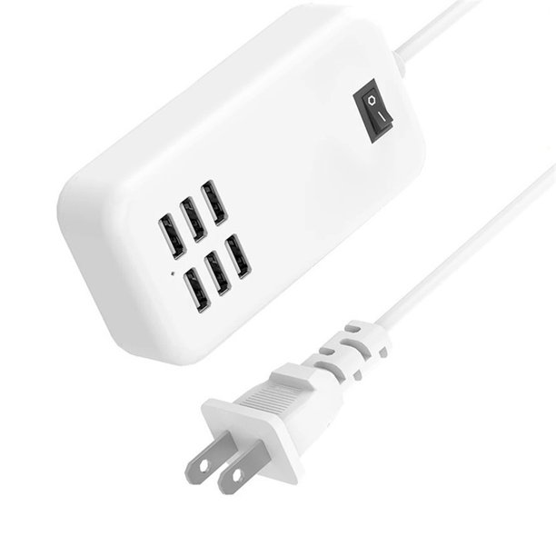 Sidaley de escritorio 30W 6 puertos USB Tira de alimentación de pared Adaptador de estación de carga de teléfono de viaje de plástico Cargadores de dispositivos electrónicos específicos