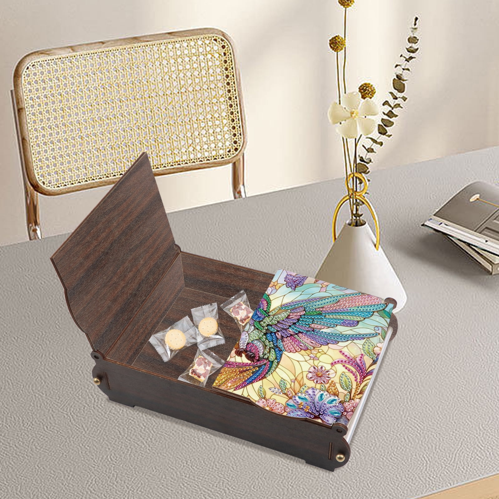 Diamond Painting Kit Storage Box Flower and Bird DIY Multi-Purpose Craft Storage Box Ideal for Home Offices and Holiday Gifts