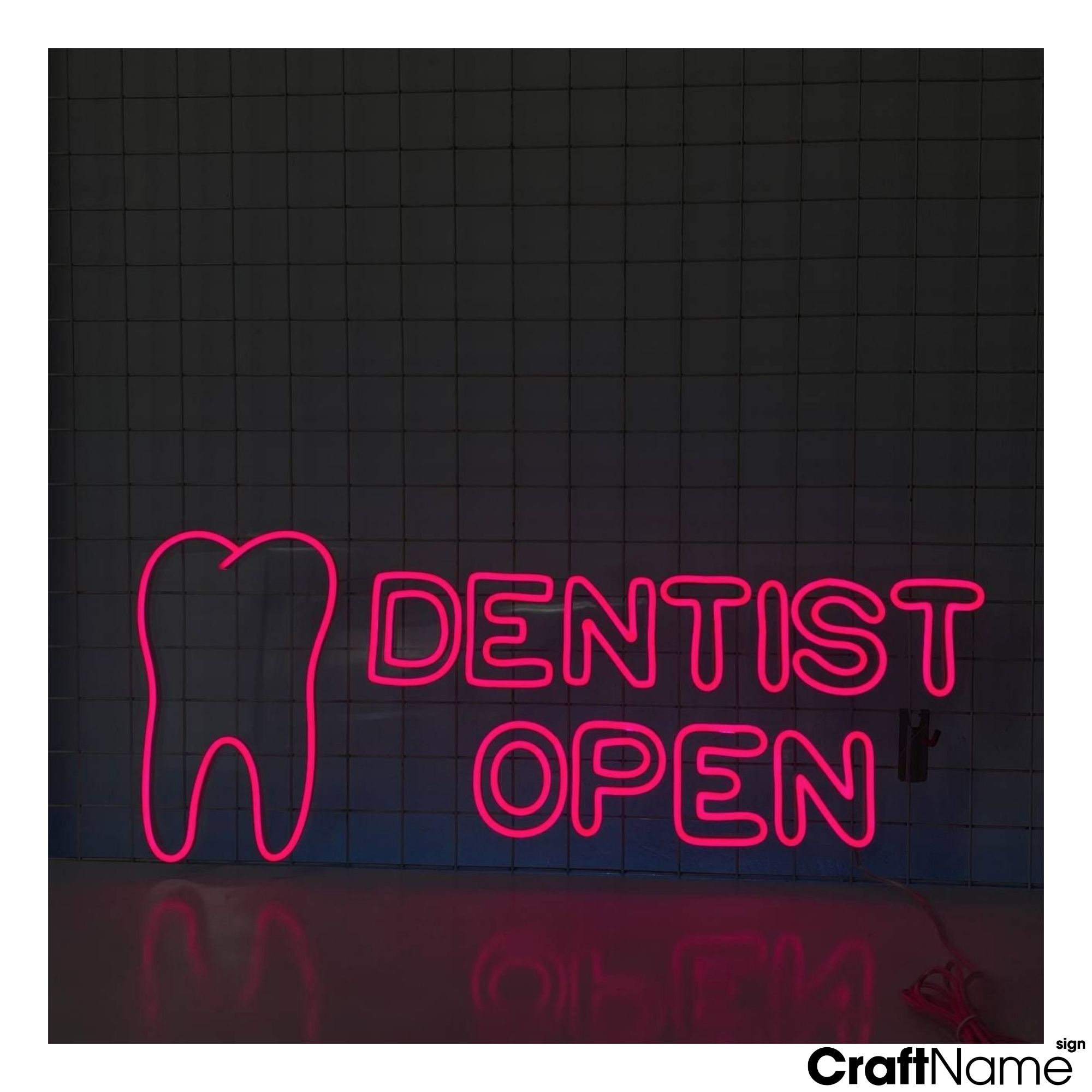 Craftnamesign Dentist Open Neon Light Up, Welcome Sign Decor, Dental Clinic Wall Art