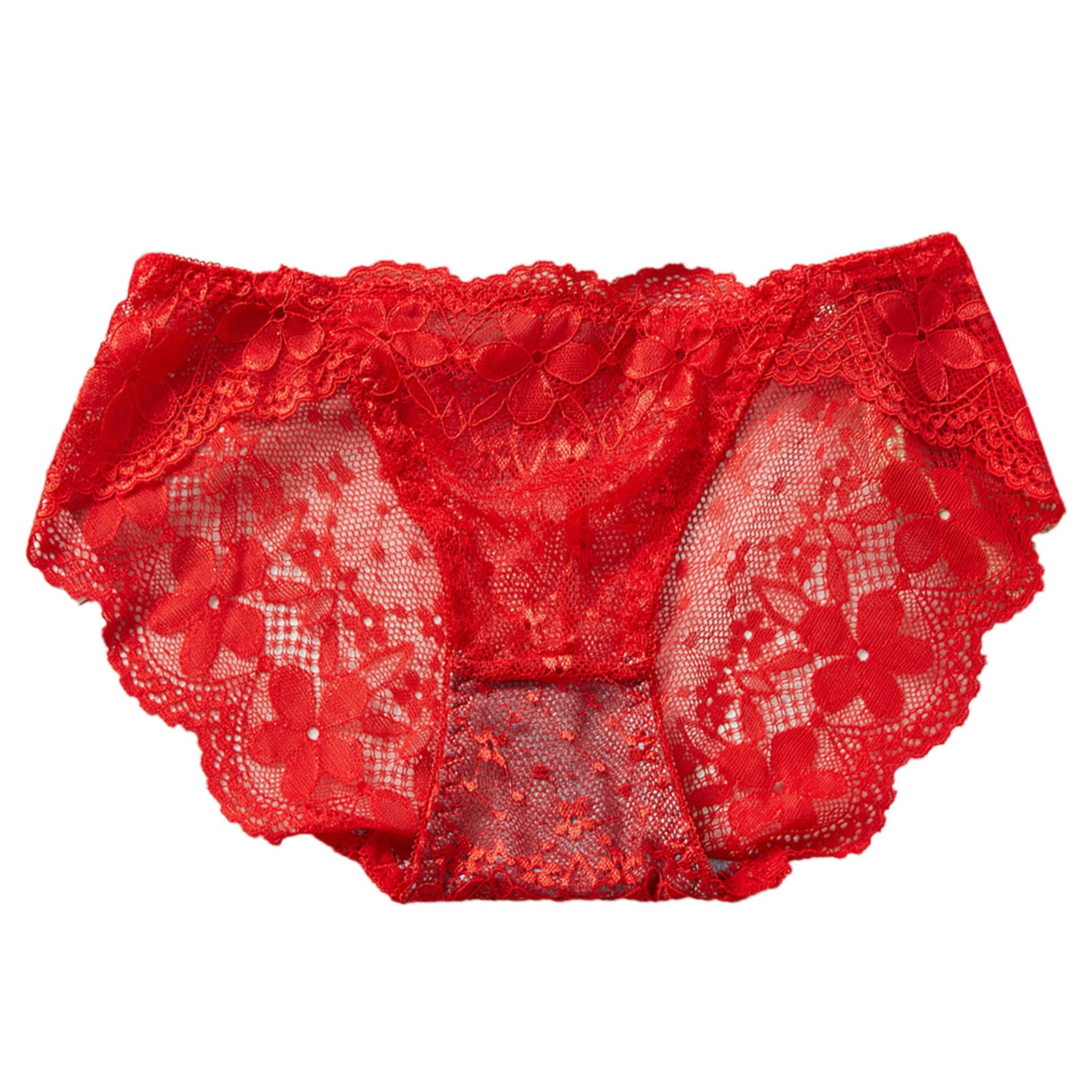 Comfortable Intimate Female Underpants Womens Red Lace Breathable Lace  Hollow Out And Raise The Pure Brief Panties 