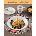 thumbnail image 3 of 13 Inch Round Placemats Set of 6, Red Flamingo Non Slip Heat Insulation PP Table Mats, Summer Tropical Plants Leaves Botanical Black Washable Place Mats for Kitchen Dining Party Table Decor, 3 of 7
