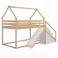thumbnail image 6 of Twin Size Pine Wood High-Rise Bed Frame with Slide and Staircase, Natural, Bedroom, 6 of 16