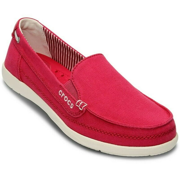 Crocs Women's Walu Canvas Loafer Shoes, Raspberry Fuchsia, Size 4