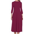 thumbnail image 4 of Lilgiuy Women Slim Fit Comfortable Button V-Neck Solid Color Casual Dress Hot Pink Fall Dresses for 2022 Spring Winter, 4 of 5