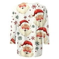 thumbnail image 4 of Fashion Fall Saving LiMoi Women's Holiday Style Shirt 3/4 Sleeve Round Neck Blouse with Minimalist Santa Print Tees Tshirts Tops for Her My Items, 4 of 5
