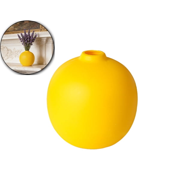Round Vase – 3.86" Modern Plastic Planter for Tabletop, Shelf & Office Decor – Lightweight, Shatterproof & Easy-Clean Centerpiece