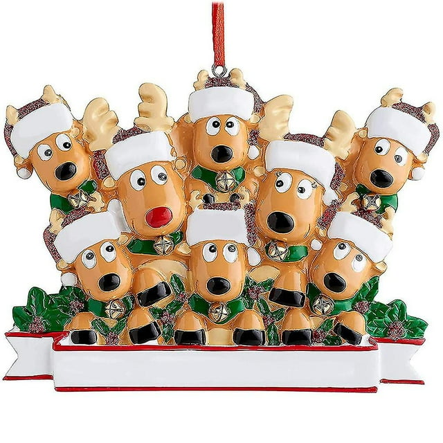 Colgante familiar de renos personalizado, decoración navideña, regalo de Navidad familiar