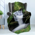 thumbnail image 4 of Waterfall Soft Flannel Fleece Throw Blanket, Dream Like Image of Trees and Flowers in Forest Mother Nature, Cozy Plush for Indoor and Outdoor Use, 70" x 90", Green White, by Ambesonne, 4 of 5