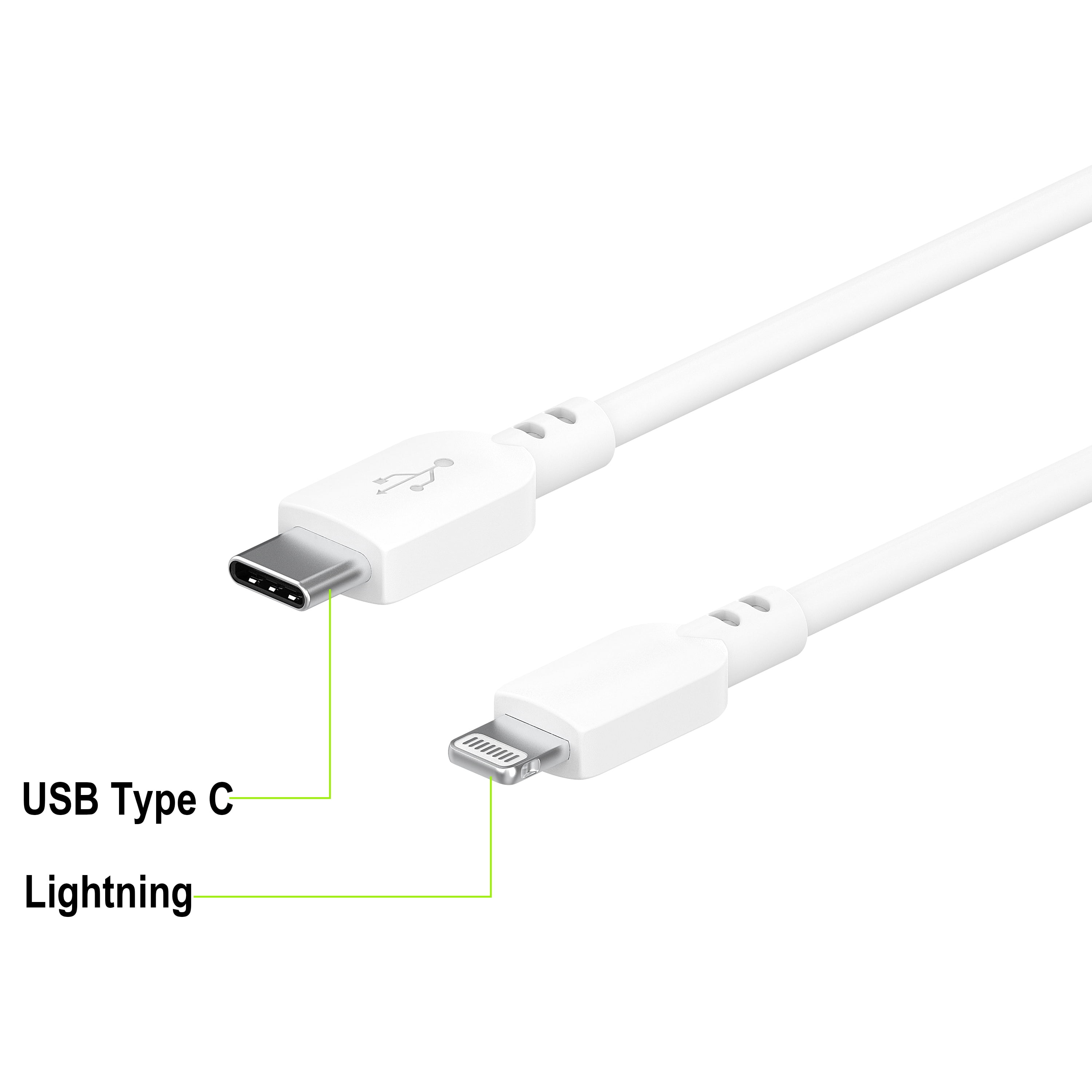 Onn. 3 feet Lightning to USB-C Charging and Data Cable for iPhone