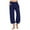 Blue, variant on WIZUTIZ Work Pants Women Capris Ultra Thin Stylish Loose Wide Leg Palazzo Pants Stretch Elastic Mid Rise Summer Pants Solid Drawstring Straight Leg with Pockets Trousers Swim Street Black