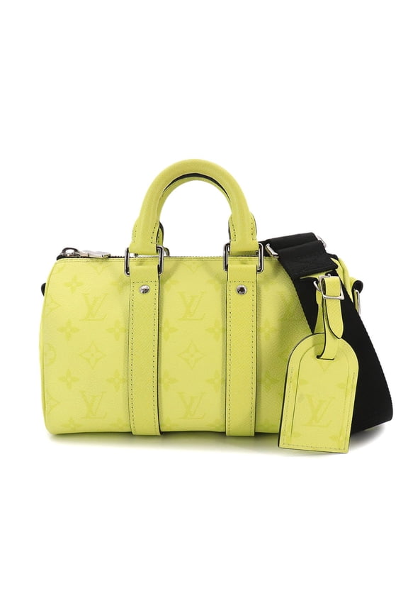 Pre-Owned Louis Vuitton Keepall Bandouliere 25, Taigarama 2-way Hand/Shoulder Handbag, Lemon...