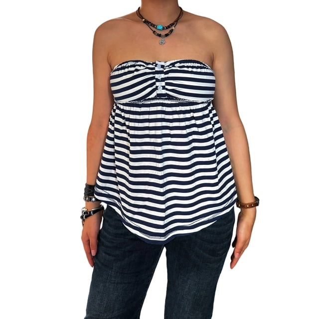 Argulvti Women Tube Top, Strapless Backless Solid/Stripes Vest Pleated Summer Tops