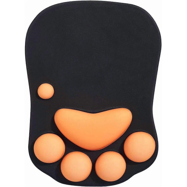 Mouse Pad Cat Paw Ergonomic Mouse Pad with Wrist Support Silicone Mouse Pad Cute Mouse Pad Kawaii Mouse Pad Suitable for home/office Black and Orange
