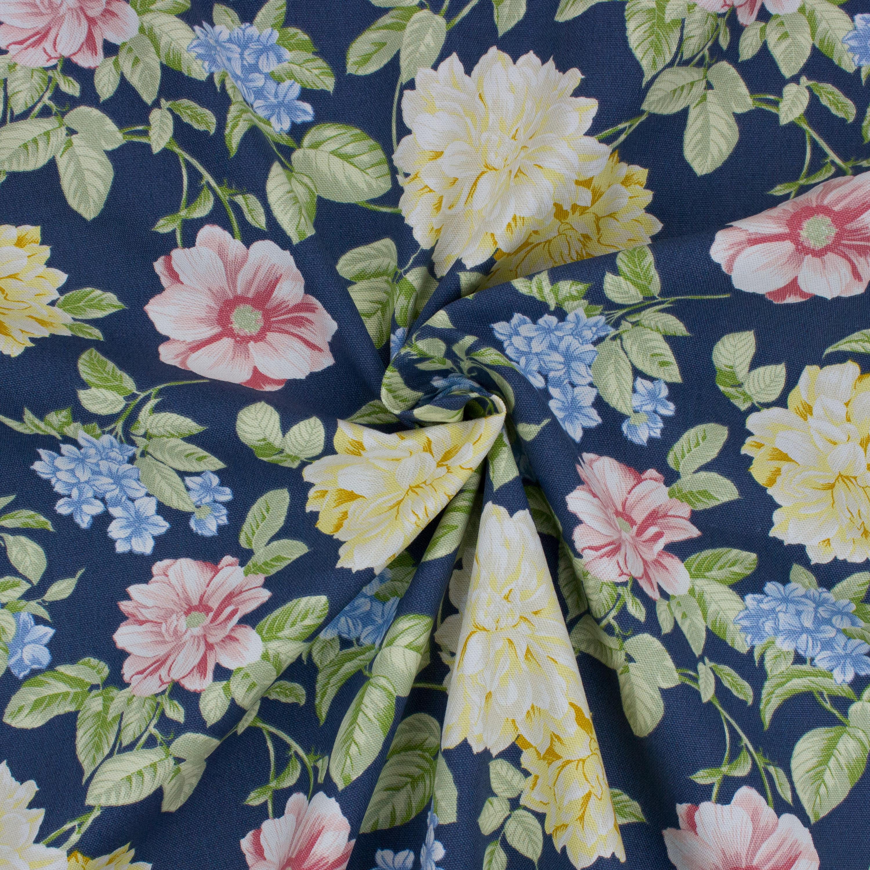 Better Homes & Gardens 100% Cotton Flower Garden Blue, 2 Yard Precut Fabric