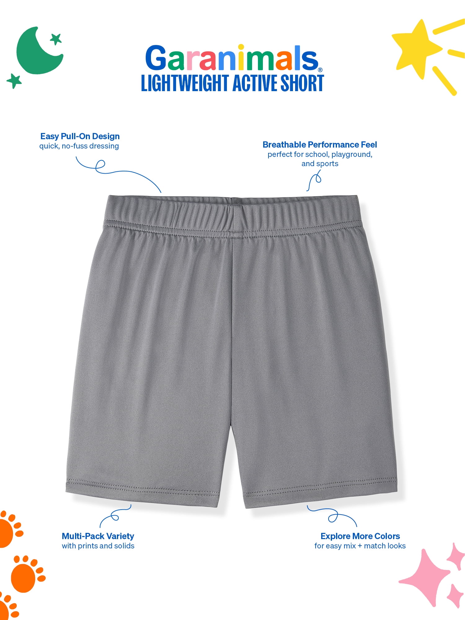Garanimals Newborn, Baby & Toddler Boy Lightweight Active Shorts, Mesh & Solid, 4-Pack, Sizes 0-6T
