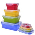 thumbnail image 3 of Recipientes de silicona plegables para almacenar alimentos, sin BPA y reutilizables, diseño que ahorra espacio para la cocina, tapa hermética, aptos para microondas, congelador y lavavajillas, juego, 3 of 5