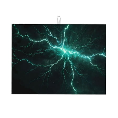 

Ocsxa Green Lightning Flash Dish Drying Mat for Kitchen Counter Coffee Bar Coffee Station Accessories Absorbent Coffee Mat Kitchen Drying Mat Easy Clean 18x24 Inch