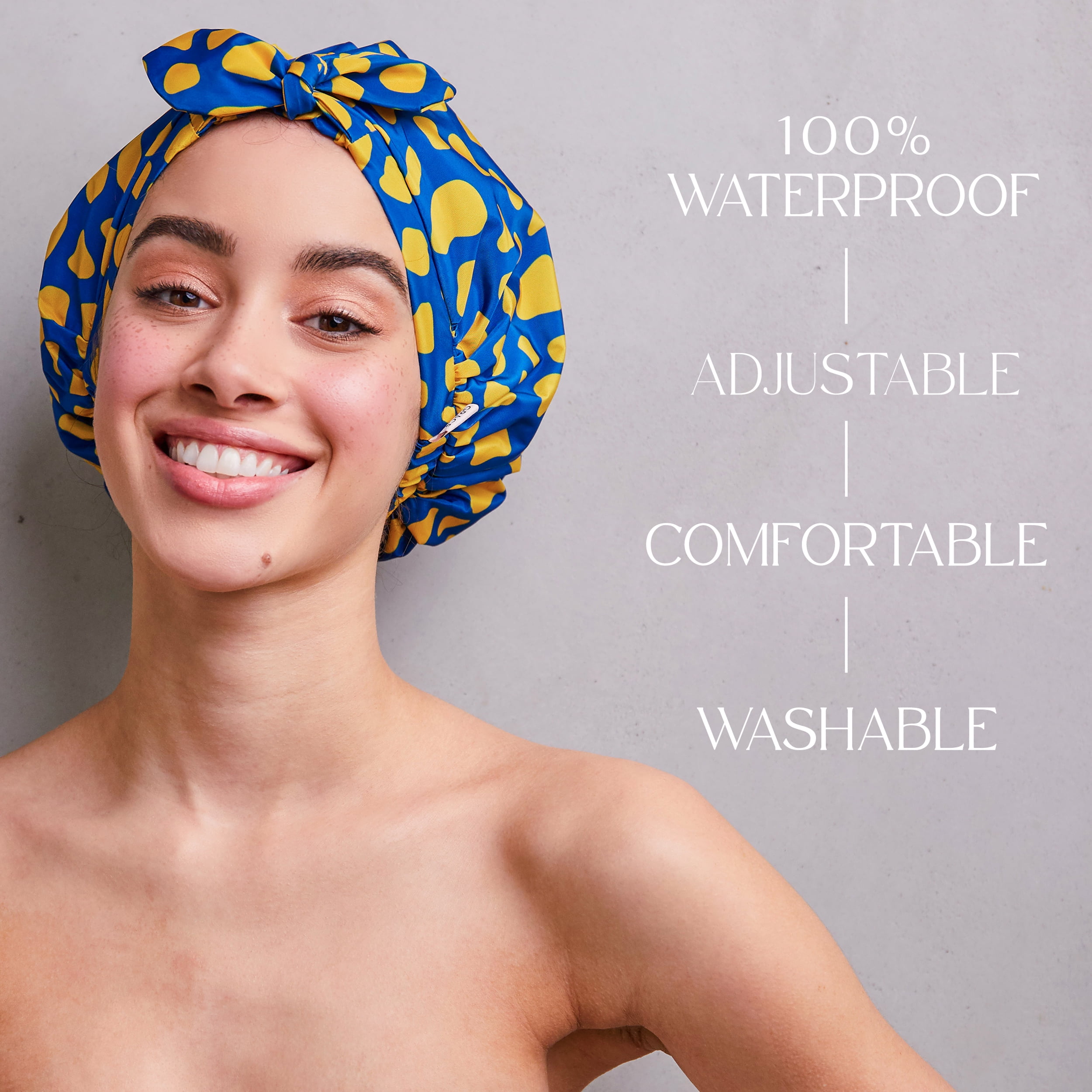 GRACE & COMPANY Luxury Shower Cap For Women - 100% Waterproof, Reusable, Washable & Breathable Shower Caps - Lemon Drop