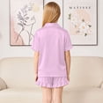 thumbnail image 5 of Aideaone Girls Satin Pajama Set Short Sleeve Button Down Silk Sleepwear 2 Piece Summer Loungewear for Child Girl 6-14Y, 5 of 6