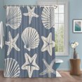 thumbnail image 3 of Blue Coastal Shower Curtain for Bathroom, Starfish Shell Ocean Nautical Waterproof Cloth Fabric Bathroom Accessories Set with 9 Rust Proof Plastic Hooks, 36"x72", 3 of 9
