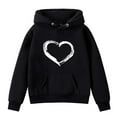 thumbnail image 4 of Hoodie Heart Printed Black Hoodie Long Sleeve Pullover Tops Fall Winter Clothes Boys 11-12Years Clothes, 4 of 5