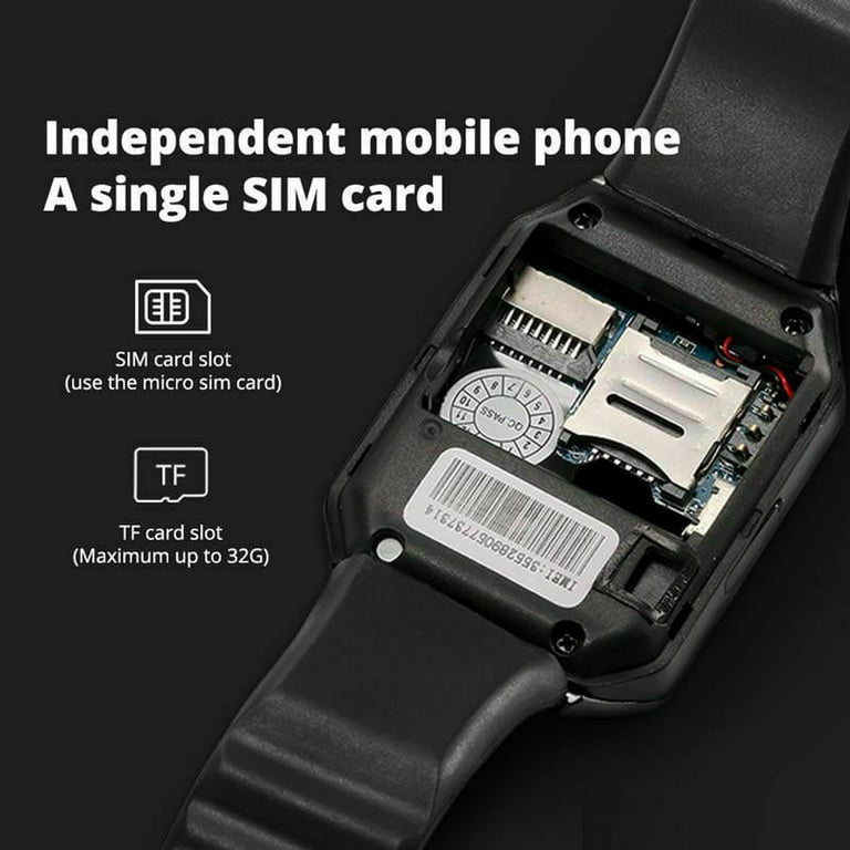 Bluetooth Smart w/ Camera Card TF/SD Card Slot Smartwatch Phone for iPhone iOS Android Samsung - Walmart.com