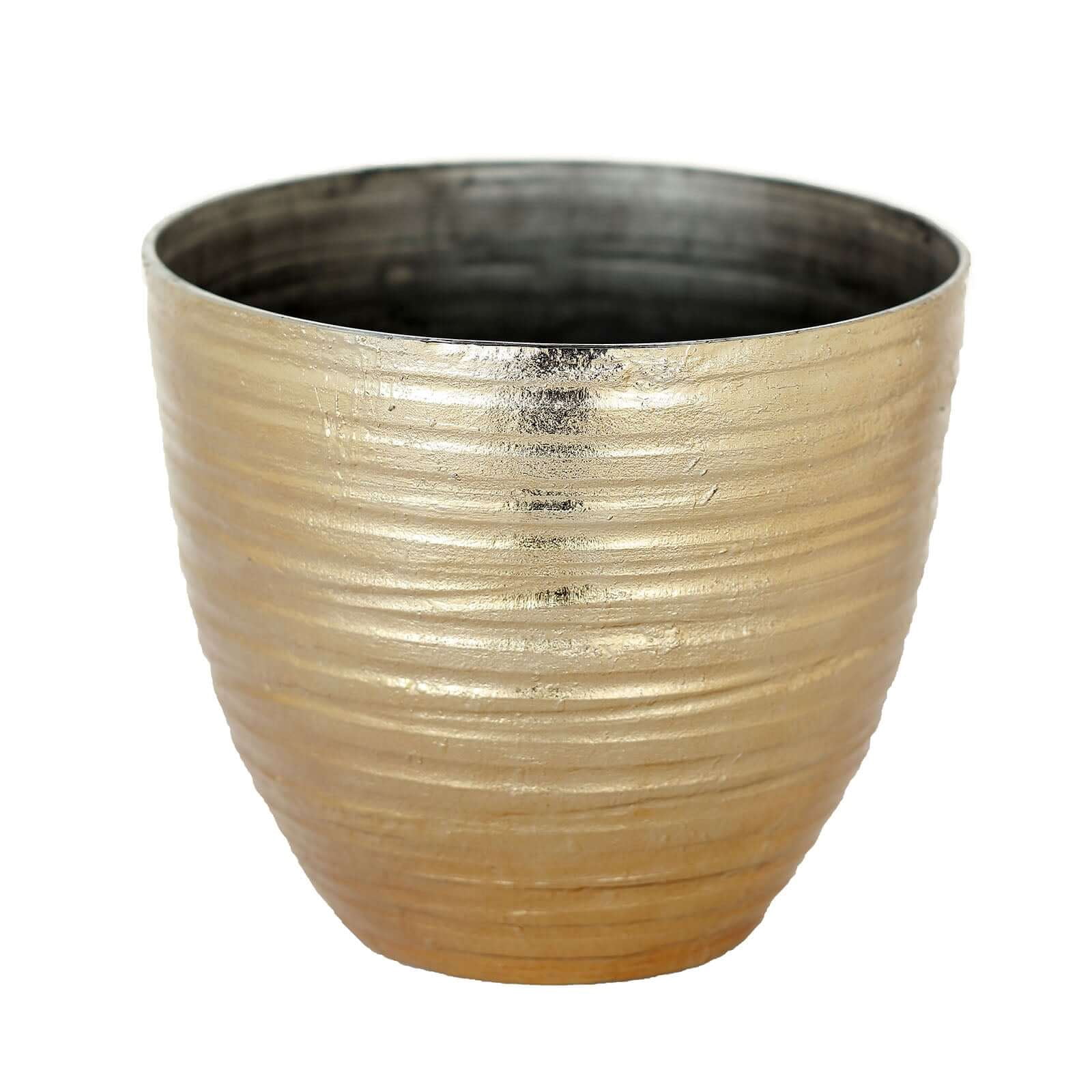 Efavormart 14" Dia Large Metallic Gold Planter, Decorative Indoor/Garden Pots For Flowers and Greenery