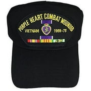 PURPLE HEART COMBAT WOUNDED VIETNAM W/ MEDAL AND CAMPAIGN RIBBONS HAT VETERAN