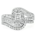 thumbnail image 3 of Dazzlingrock Collection 1.50 Carat (ctw) 14K Princess & Round Diamond Twisted Halo Bridal Ring Set 1 1/2 CT(Size 4, 3 of 4