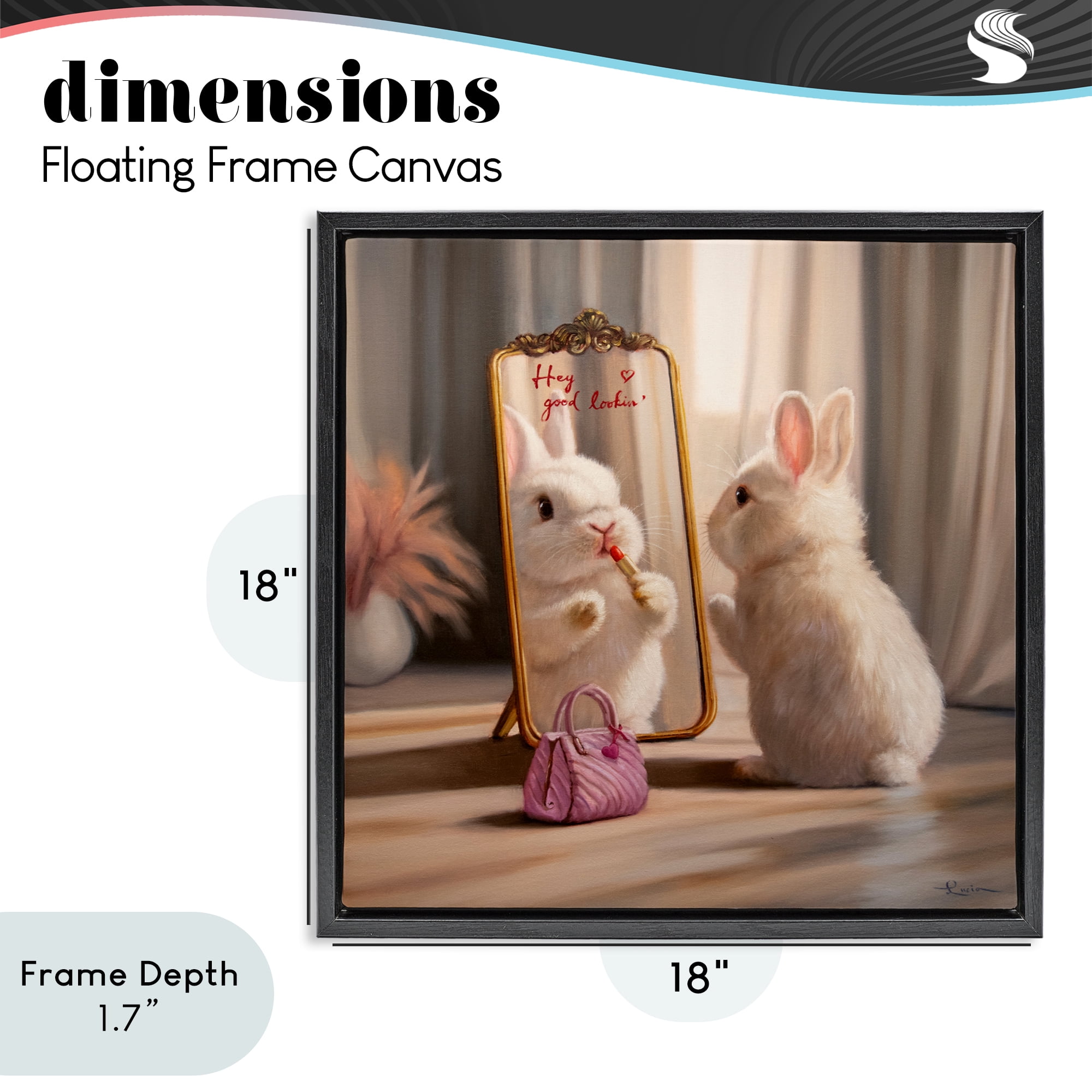Stupell Industries Final Touch Makeup Bunny Black Framed Floater Canvas Wall Art, design by Lucia Heffernan