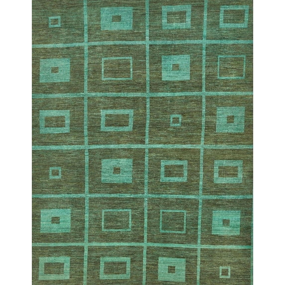 Ahgly Company Indoor Rectangle Abstract Army Green Abstract Area Rugs, 7' x 10'