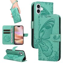 Allytechgroup Wallet Phone Case for iPhone 16 with Credit Card Slot, PU Leather Flip Case with Lanyard for Women Girls Military Grade Drop Protection for iPhone 16, Green