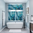 thumbnail image 3 of Modern Turquoise Kitchen Curtains Sets for Windows 36 Inch Length, Abstract Teal Gold Marble Textured Rod Pocket Window Treatments Tier Curtains and Valances Set for Bedroom/Bathroom, 3 of 8