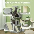 thumbnail image 3 of 54" Cat Tree, Multi-Level Cat Tower with Scratching Posts, Cat Condos, Bed, Platforms, Ramp, Toy Ball, Light Grey, 3 of 6