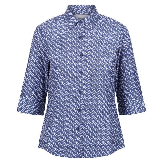 Regatta - Blusa Nimis V Flores Manga 3/4 para Mujer (Vaquero Dusty)