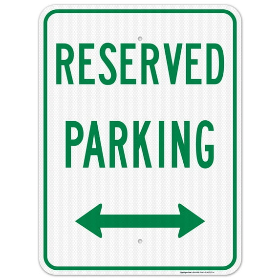 Bidirectional Reserved Parking Green Sign, 18x24 Reflective Aluminum EGP