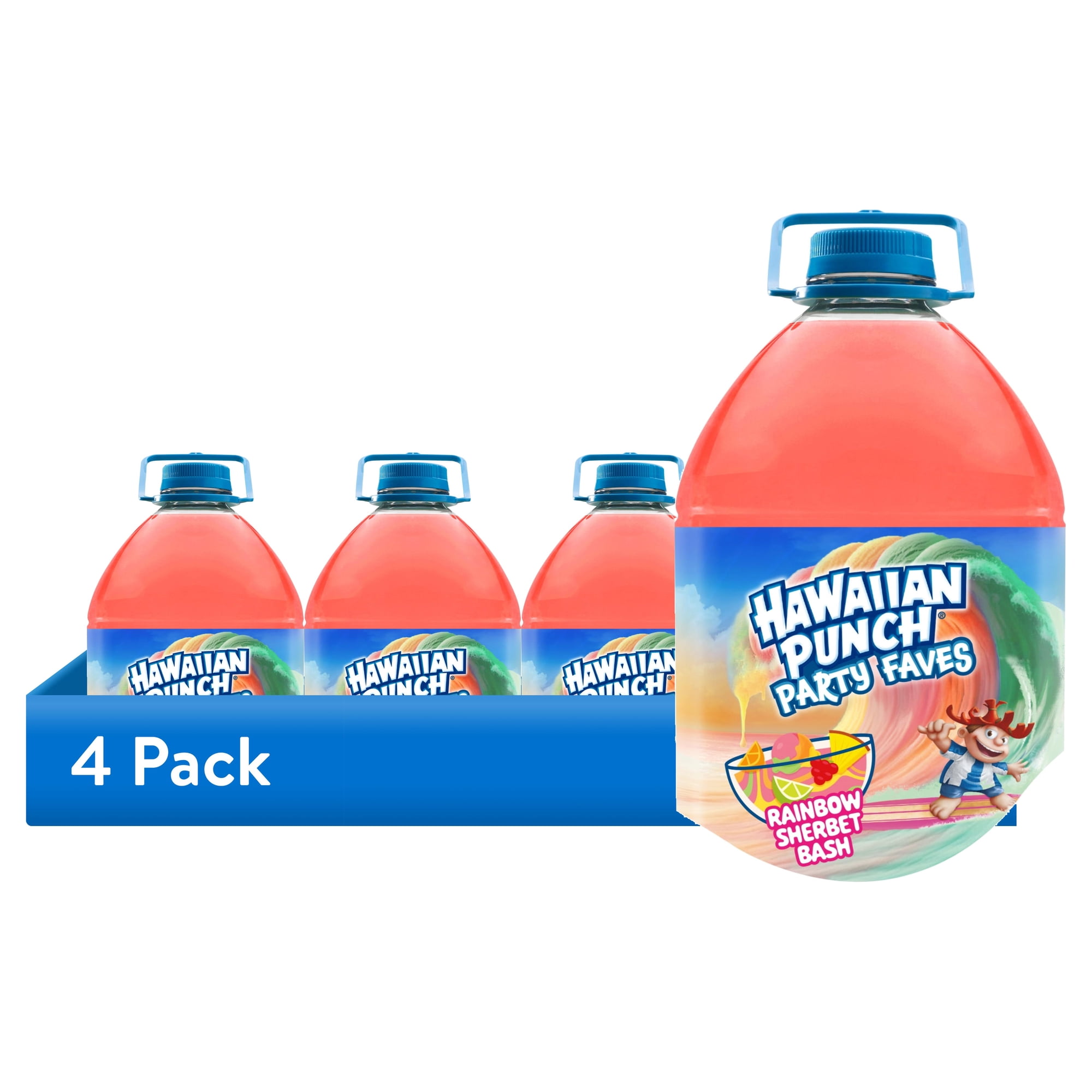 (4 pack) Hawaiian Punch Rainbow Sherbert Bash Juice, 1 Gal, Bottle