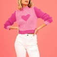 thumbnail image 4 of Valentines Sweater for Women Heart Print Turtleneck Knit Sweater Fitted Long Sleeve Pullover Base Layer for Winter Hot Pink L, 4 of 4