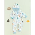 thumbnail image 3 of Suealasg Newborn Infant Girl Boy Outfits Long Sleeve Crew Neck Animal Print Footed Romper Jumpsuit + Hat Baby Girl Boy Clothes, 3 of 7