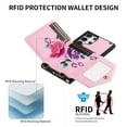 thumbnail image 5 of TECH CIRCLE Wallet Case for Galaxy S23 Ultra ,PU Leather Flip Protective Stand Flowers Floral Women Girls Case Card Holder Wristlet Mirror Shoulder Purse Case for Galaxy S23 Ultra 6.8" 2023,Pink, 5 of 10