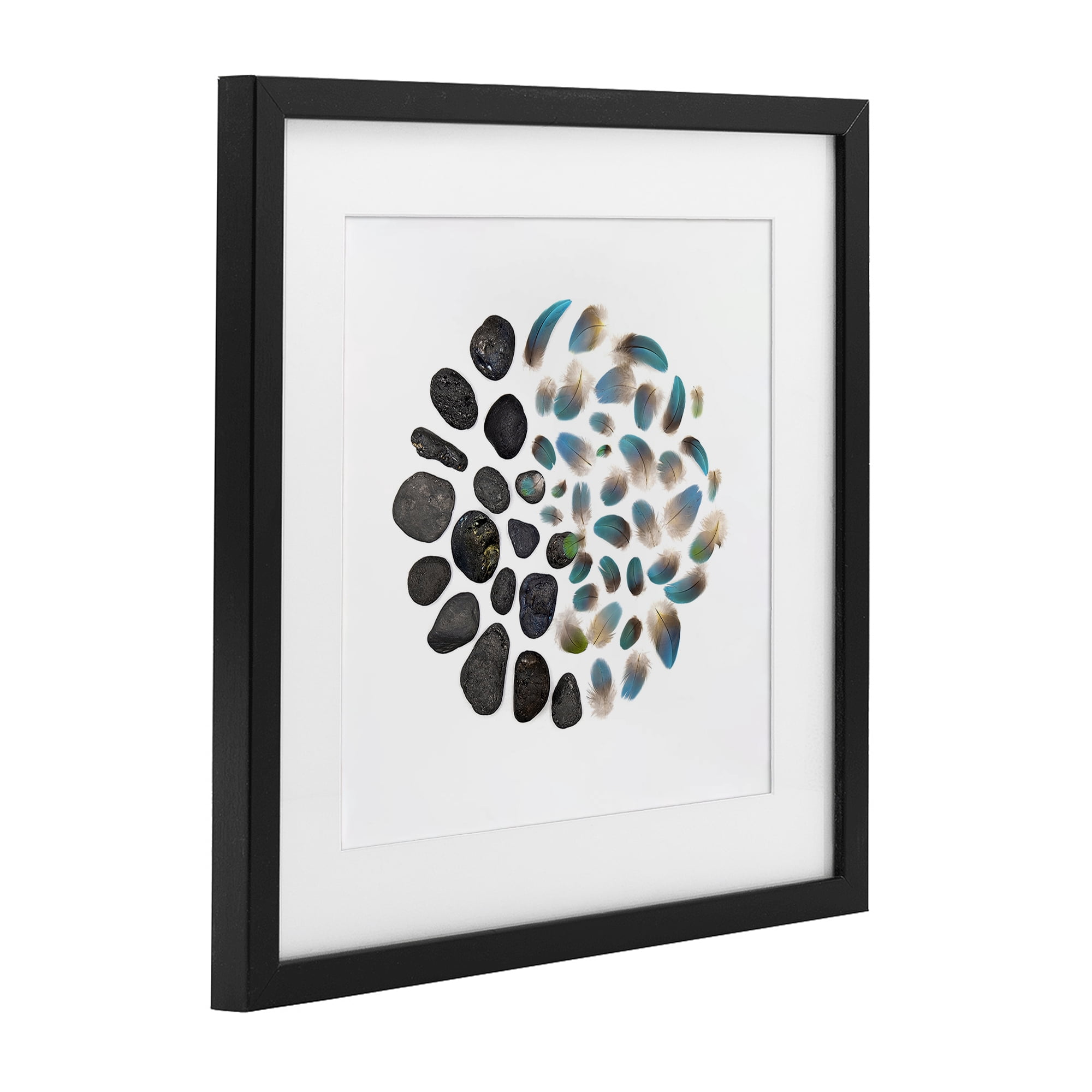 Stupell Industries Feathers & Rocks Collection Black Framed Print Under Glass, design by Beth Adoette