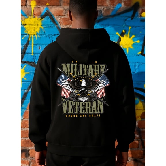 Military Pride hoodies Veteran men funny hoodies black Comfy Loose Drawstring Trendy Hooded Pullover,Clothing For Autumn Winter comfortable elegant fist graphic Retro Unisex hoodie