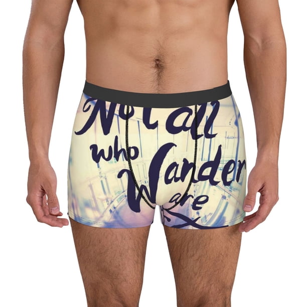 Balery Not All Those Who Wander Are Lost Calzoncillos bóxer para hombre, ropa interior de algodón suave y transpirable con cinturilla de nailon-X-Large