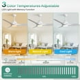 thumbnail image 5 of Sofucor 52 Inch Ceiling Fans with Lights, 3 Blade Ceiling Fan with Dimmable Memory LED, High 7000CFM 6-Speed 3-Timer Reversible DC Motor, White, 5 of 13