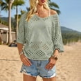 thumbnail image 2 of Crochet Lattice Tops For Women Knitted Tops For Women Summer Flowy Tops For Women Crochet Lattice Top Crochet Lattice Top Short Sleeve Tops For Women Crochet Shirts For Women Womens Blouses, 2 of 5
