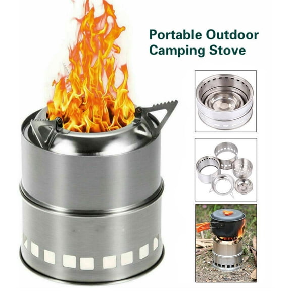 cpengpj Outdoor Stainless Steel Wood Burning Camping Stove, Portable Folding Stove for Backpacking, Picnic and Hiking, Lightweight Detachable Design with Efficient Burn, Low Smoke, Multi-Fuel Use