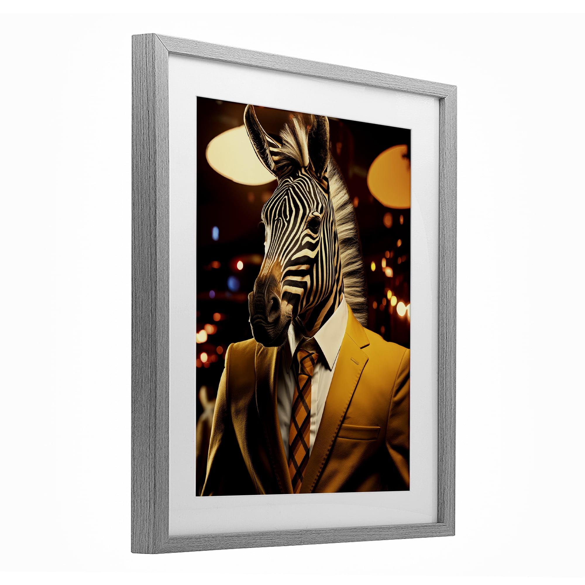 Stupell Industries Trendy Debonair Zebra Gray Framed Print Under Glass, design by Ray Powers